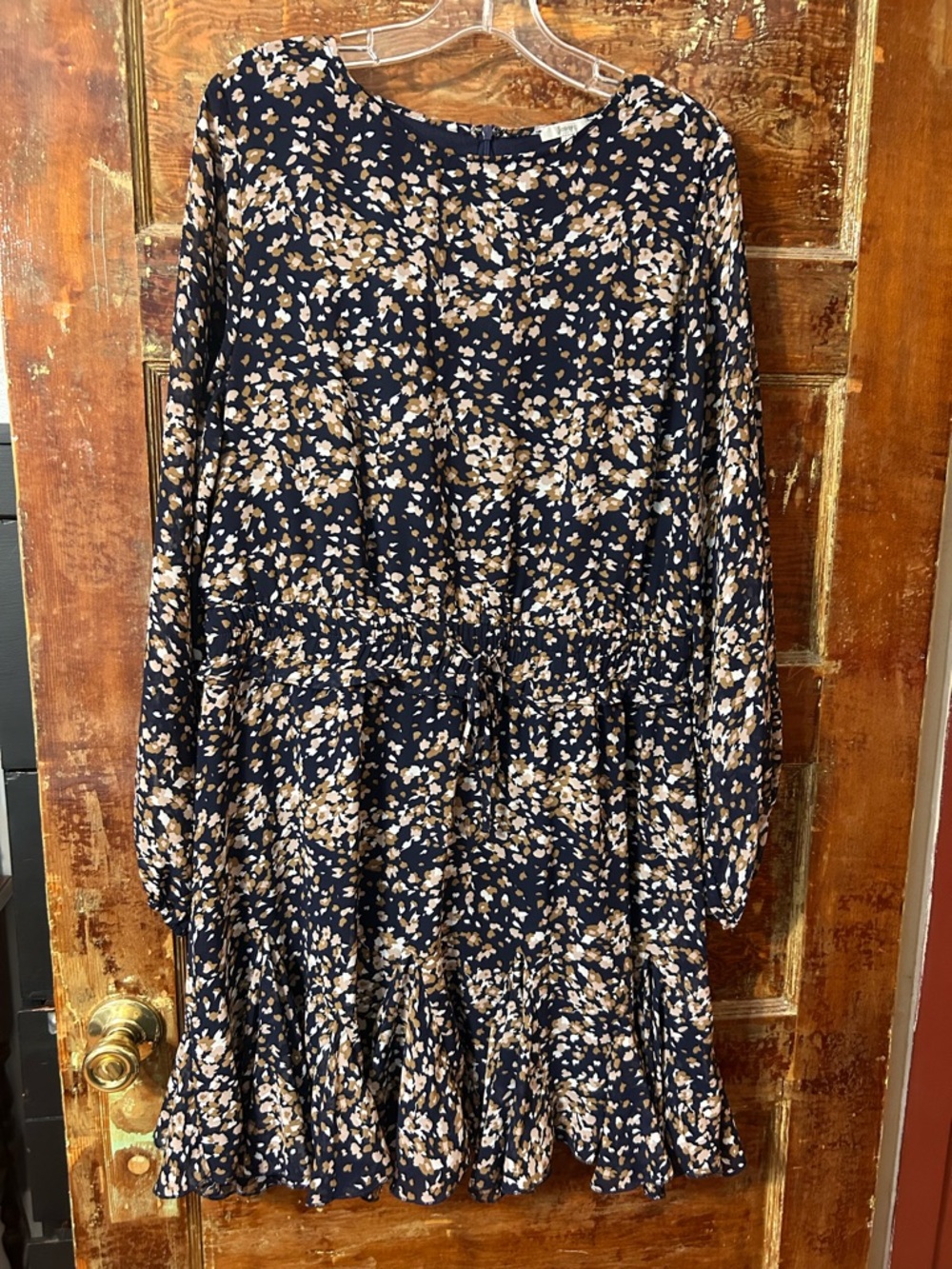 JODIFL Navy Mini Dress with Beige Floral Print
